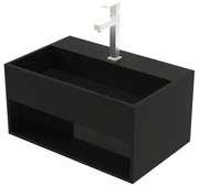 Sanigoods Kenzo wastafel met open vak 50x32x25cm zwart mat