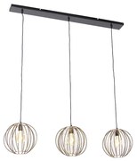 Eettafel / Eetkamer Industriële hanglamp brons met zwart langwerpig 3-lichts - Dong Industriele / Industrie / Industrial E27 Binnenverlichting Lamp