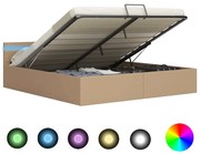 vidaXL Bedframe met opbergruimte LED kunstleer cappuccino 160x200 cm