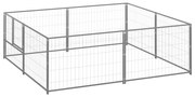 vidaXL Hondenkennel 4 m² staal zilverkleurig