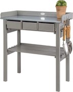 Esschert Design - tuinwerktafel met lades - Grijs - 78cm x 38cm x 82,5cm