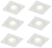 Buitenlamp Set van 6 inbouwspots wit vierkant GU10 50mm IP44 - Xena Modern GU10 IP44 Buitenverlichting Lamp