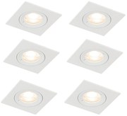 Set van 6 inbouwspots wit vierkant GU10 50mm IP44 - Xena