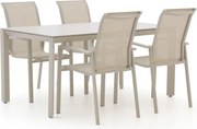 + 10% kassakorting | Diningset Bellagio  | 4 personen sintered stone | Tuinset stapelbaar | 5-delig | Kees Smit Tuinmeubelen