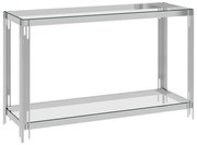 vidaXL Bijzettafel 120x40x78 cm roestvrij staal en glas zilverkleurig