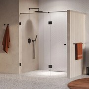 Brauer Void Carving profielloze nisdeur 180cm met draaideur 70cm aan glas gunmetal geborsteld PVD