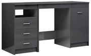 vidaXL Bureau 140x50x76 cm spaanplaat hoogglans grijs