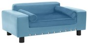 vidaXL Hondenbank 81x43x31 cm pluche en kunstleer turquoise