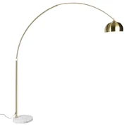 Booglamp messing met witte marmeren voet verstelbaar - XXL Modern E27 Binnenverlichting Lamp