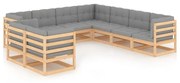 vidaXL 9-delige Loungeset met kussens massief grenenhout