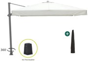 Parasol Shadowline Miami | Inclusief hoes | Vierkant | 300x300cm | Met draaihendel | Wit | Kees Smit Tuinmeubelen