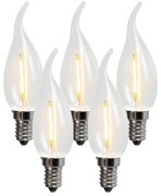 Set van 5 E14 LED filament kaarslampen BXS35 1W 100LM 2200K