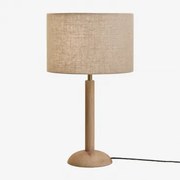 Harry Mangohouten Tafellamp Mangohout & Beige Linnen Ø30 Cm - ↑20 Cm Arlina - Sklum