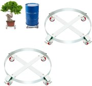 VEVOR 2x Vatenrol 250L Transportrol Koolstofstalen rolbord Binnendiameter Ø 607mm Vatenwagen met 4 universele wielen met remmen Trolley Transportwagen voor het vervoeren van vaten tot 454 kg