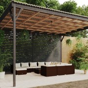 vidaXL 12-delige Loungeset met kussens poly rattan bruin