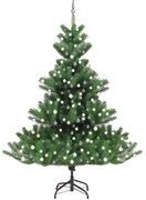 vidaXL Kunstkerstboom Nordmann met LED's en kerstballen 240 cm groen