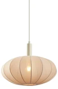 Japandi hanglamp beige met stoffen kap - BidaJapandi E27 Scandinavisch rond Binnenverlichting Lamp
