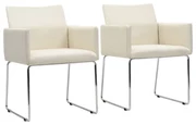 vidaXL Eetkamerstoelen 2 st linnen-look stof wit