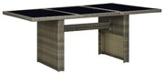 vidaXL Tuintafel poly rattan en gehard glas bruin