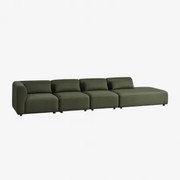 Fogler 4-delige Modulaire Hoekbank Met Chaise Longue Rechts Chenille Groen – Salie - Sklum