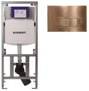Geberit Inbouwreservoir - UP320 - QeramiQ metal bedieningsplaat - dualflush - rechthoekige knoppen - metaal koper SW706197 0701131