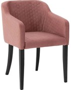 Goossens Eetkamerstoel Peda roze stof met armleuning, elegant chic