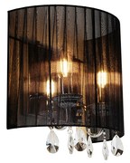 Stoffen Klassieke wandlamp chroom met zwarte kap - Ann-Kathrin 2 Klassiek / Antiek, Landelijk / Rustiek, Modern E14 bol / globe / rond rond Binnenverlichting Lamp