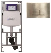 Geberit Inbouwreservoir UP320 met QeramiQ metal bedieningsplaat - dualflush - rechthoekige knoppen - metaal goud geborsteld SW706201 0701131