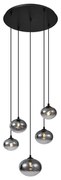 Moderne hanglamp zwart met smoke glas - Jia Modern G9 bol / globe / rond rond Binnenverlichting Lamp