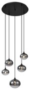 Moderne hanglamp zwart met smoke glas - Jia