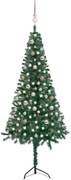 vidaXL Kunstkerstboom met LED's en kerstballen hoek 210 cm PVC groen