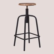 Verstelbare Hoge Kruk Van Ijzer En Hout Ery Zwart - Sklum