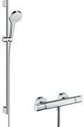 Hansgrohe Croma Select S Glijstangset - croma select s vario handdouche 90cm - Ecostat Comfort douchekraan - thermostatisch - wit/chroom 27014400