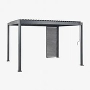 Bioclimatische Aluminiumpergola Met Lamellen En Druvia-paneel Grijs – Grafiet & Pergola Van 3x4 M Met 1 Paneel Van 92,5 Cm - Sklum