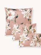 Katoensatijnen kussenhoes Flori met bloemenprint