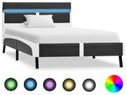 vidaXL Bedframe met LED kunstleer grijs 90x200 cm