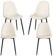 Set van 4 Zwarte Teok Stoffen Stoelen