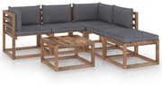 vidaXL 6-delige Loungeset pallet met kussens geïmpregneerd grenenhout