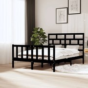 vidaXL Bedframe massief grenenhout zwart 140x200 cm