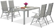 Verona polywood aluminium tuinset voor 4 personen Garden Point lichtgrijs