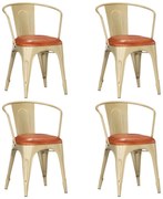 vidaXL Eetkamerstoelen 4 st echt leer bruin