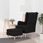 vidaXL Fauteuil met voetenbank stof zwart