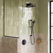 Saniclear Evolution inbouw regendouche rond met glijstang en 2 standen handdouche mat zwart