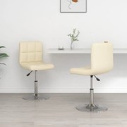 vidaXL Eetkamerstoelen 2 st kunstleer crèmekleurig