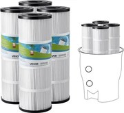 VEVOR zwembadfilterpatroon, 4-pack, waterfilter 7,4 m², vervangingsfilter, compatibel met CCP320, Pleatco PCC80-PAK4, zwembadfilter veilig voor kinderen en huisdieren, gemakkelijk schoon te maken