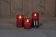 Anna's Collection - Ledkaarsen bordeaux - set van 3 stuks - diverse groottes - met afstandsbediening