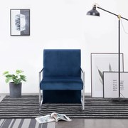 vidaXL Fauteuil met chromen poten fluweel blauw