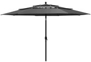 vidaXL Parasol 3-laags met aluminium paal 3,5 m antracietkleurig