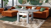 CLEO beton/wit, uitschuifbare salontafel