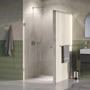 BRAUER Void Carving Nisdeur - 100x200cm - draaideur - glascoating - omkeerbaar - helder glas - Geborsteld RVS PVD GS-VOCN1H100200NG